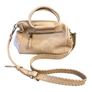 Anthropologie Antik Kraft Crossbody Bag, Vegan Leather, Bohemian Hobo, Beige Tan